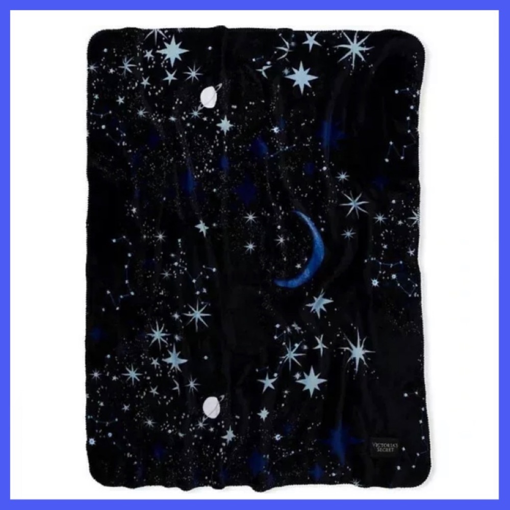 Victoria's Secret flannel Blanket SHERPA BLANKET BLACK WHITE FLEECE THOW 50”X60”